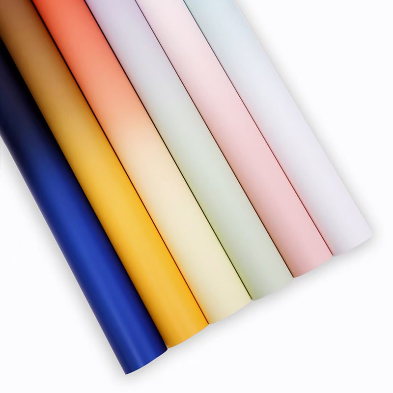 Premium gradiënt bloemboeket inpakpapier